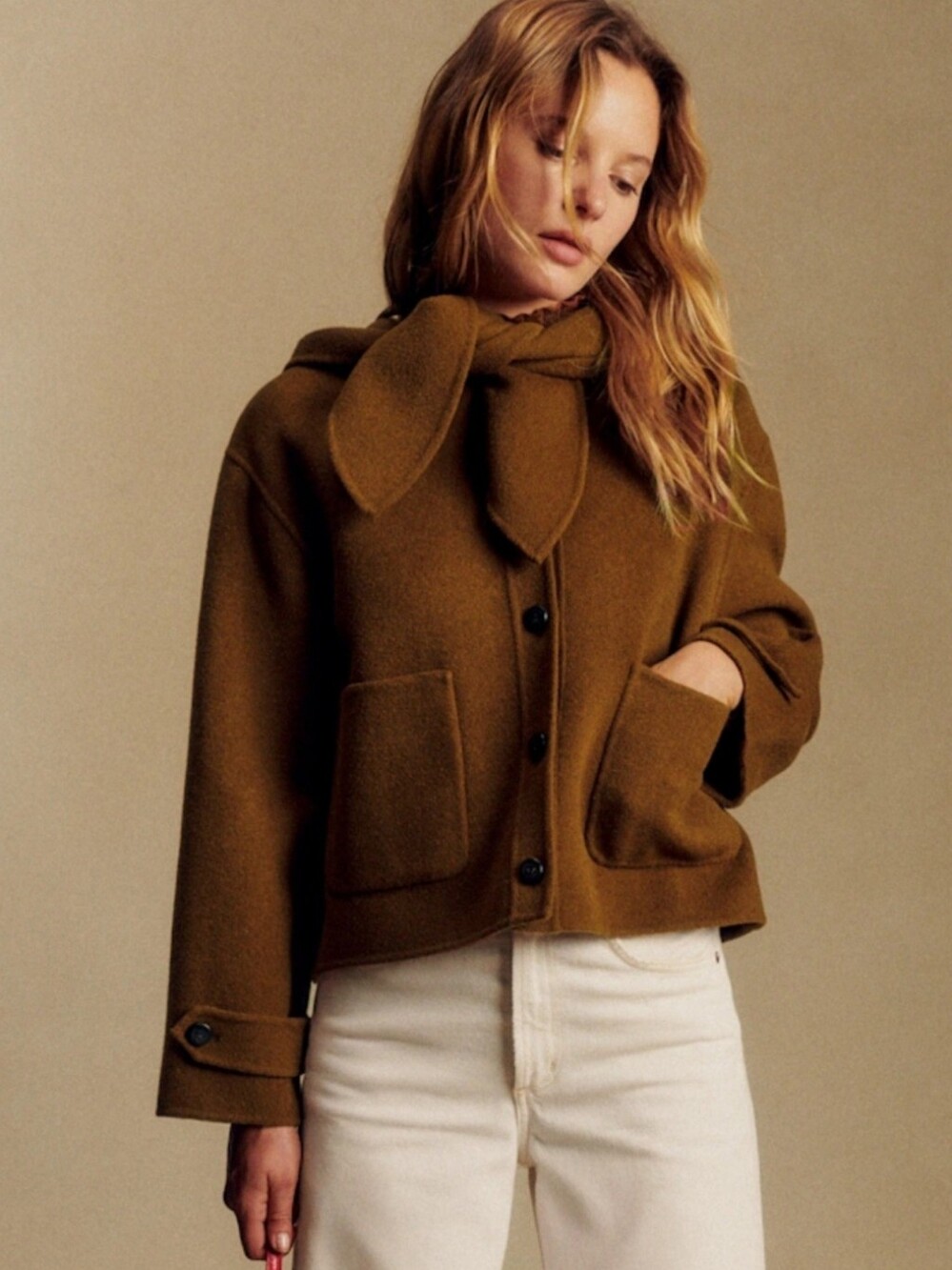 Sezane Paxton Jacket Coffee - Size 14